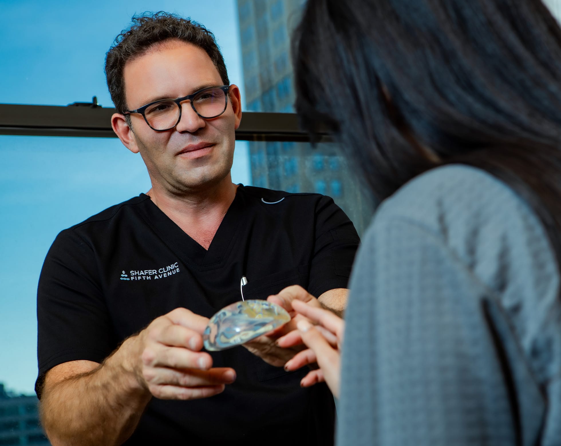 Dr. Shafer and patient during consultation