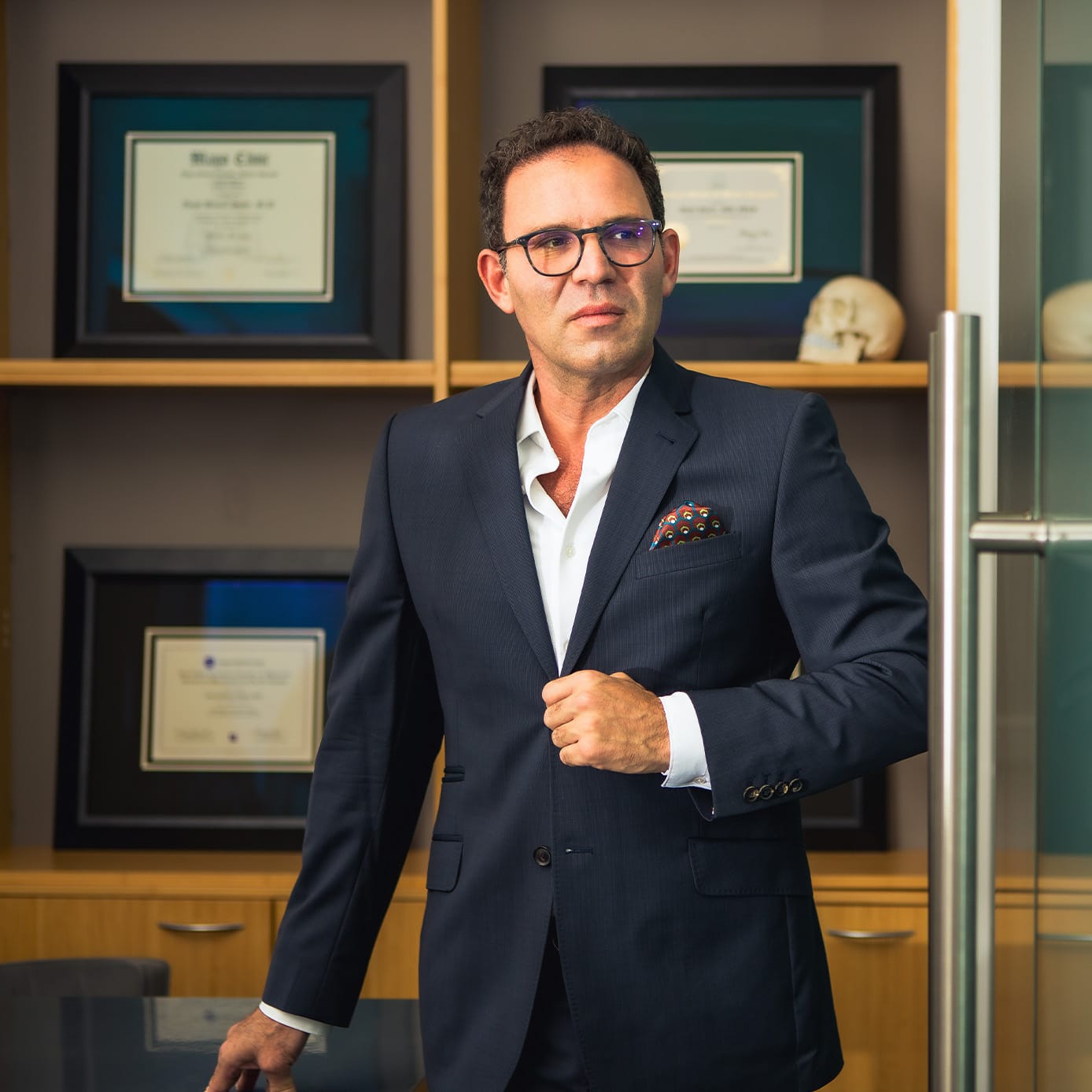 Dr. Shafer walking through a door