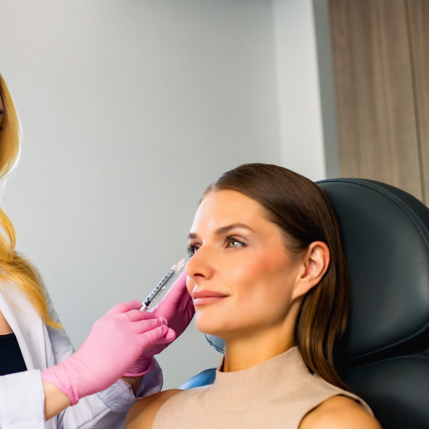 Woman during injectable treatment